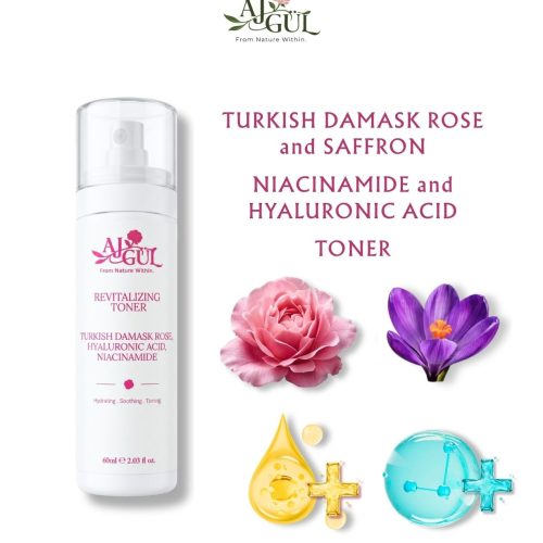 AJGUL Turkish Damask Rose Saffron Niacinamide Hyaluronic Acid Rejuvenating Toner 60ml