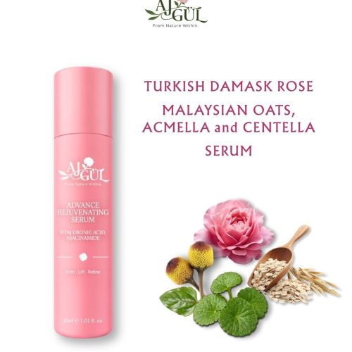 AJGUL Turkish Damask Rose Acmella Centella Oat Hyaluronic Acid Niacinamide Revitalizing Serum 30ml