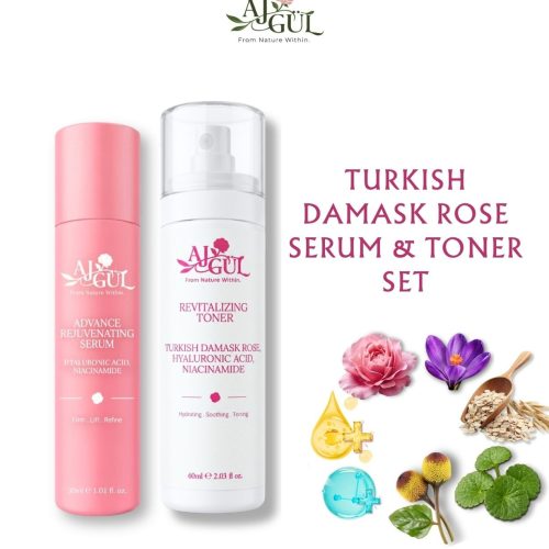 AJGUL Turkish Damask Rose Acmella Centella Revitalizing Serum 30ml & Turkish Damask Rose Saffron Rejuvanating Toner 60ml